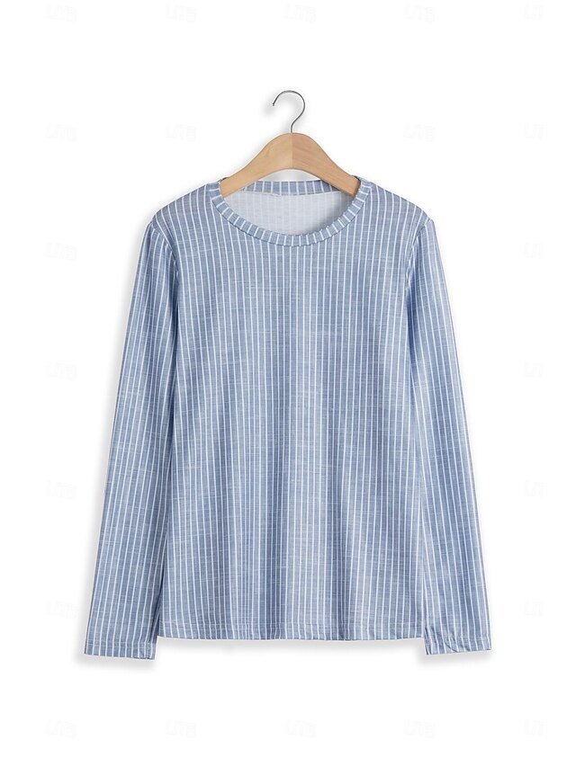 Daily Regular Striped Round Neck Long Sleeve T-Shirt - Image 2
