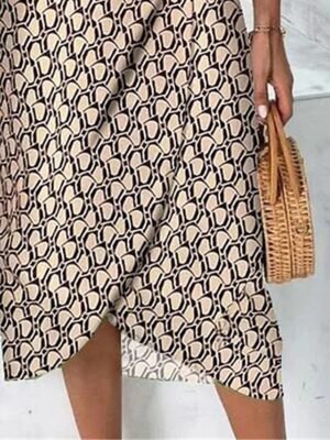 Daily Wrap Ombre Geometric V Neck Short Sleeve Midi Dress - Image 2