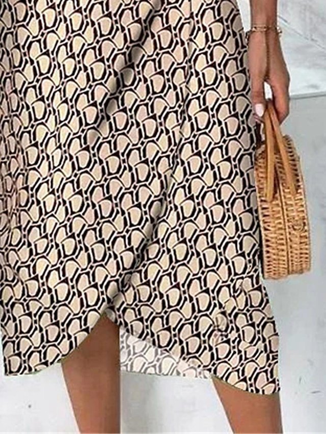 Daily Wrap Ombre Geometric V Neck Short Sleeve Midi Dress - Image 2