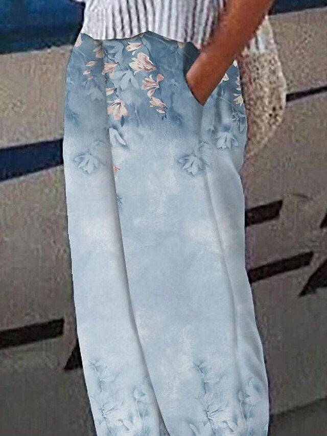 Designer Baggy Polka Dot Floral Mid Waist Ankle-Length Pants - Image 2