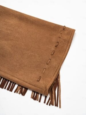 Designer Flare Cuff Suede Fringed Jacket - Image 10