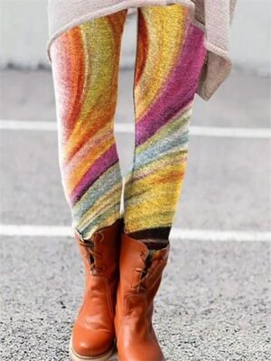 Designer Mid Waist Graphic Full Length Tights - Image 4