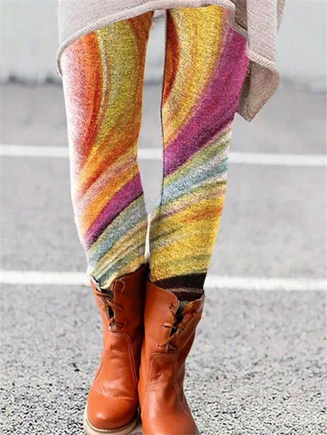 Designer Mid Waist Graphic Full Length Tights - Image 4