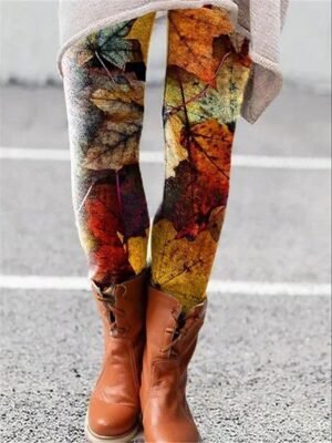 Designer Mid Waist Graphic Full Length Tights - Image 7