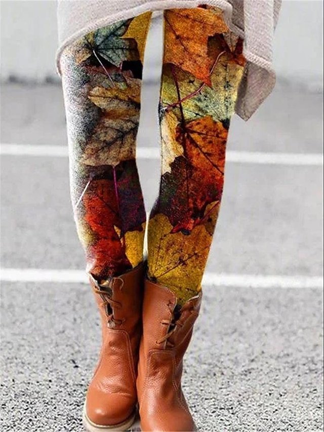 Designer Mid Waist Graphic Full Length Tights - Image 7