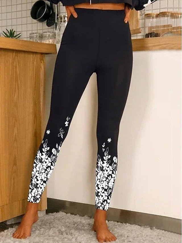 Designer Skinny High Waist Floral Ankle-Length Leggings - Image 5