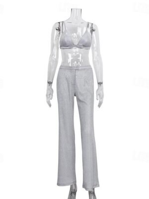 Disco Metallic Straight Leg Blazer Bra 3 PCS Party Suit - Image 7