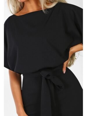 Dressy Clean Fit Belt Short Sleeve Wide Leg Jumpsuit - Image 10