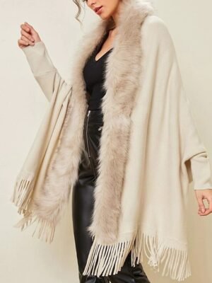 Dressy Regular Fit Solid V Neck Long Sleeve Winter Coat - Image 7