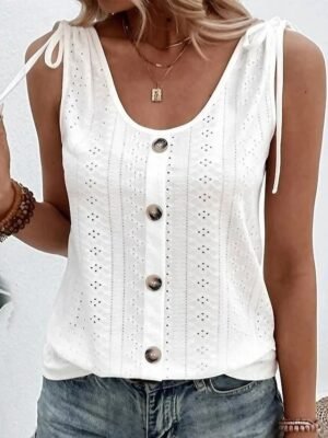 Dressy Regular Plain U Neck Sleeveless Camisole - Image 1