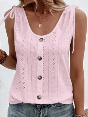 Dressy Regular Plain U Neck Sleeveless Camisole - Image 2