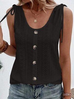 Dressy Regular Plain U Neck Sleeveless Camisole - Image 3