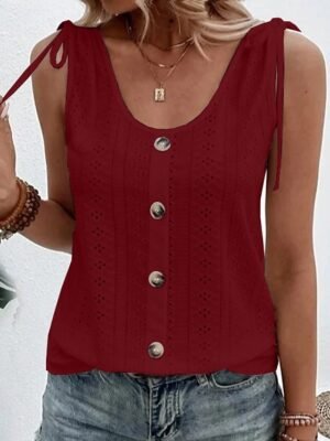 Dressy Regular Plain U Neck Sleeveless Camisole - Image 5