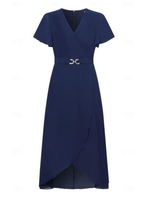 Elegant A-Line Lace V Neck Short Sleeve Maxi Dress - Image 30