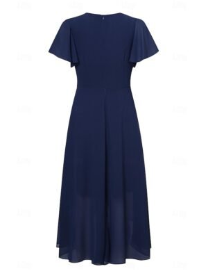 Elegant A-Line Lace V Neck Short Sleeve Maxi Dress - Image 31
