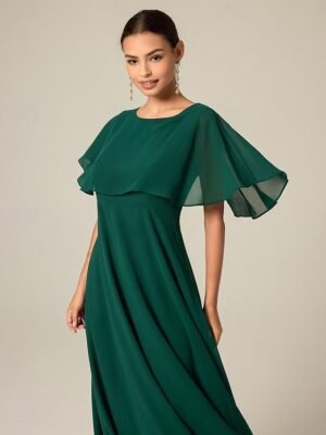 Elegant A-Line Lace V Neck Short Sleeve Maxi Dress - Image 38