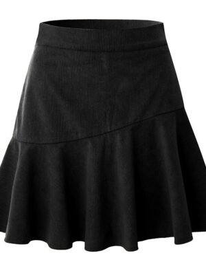 Elegant A-Line Solid High Waist Mini Skirt - Image 14