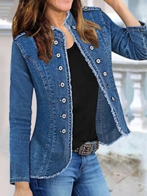 Elegant Asymmetrical Long Sleeve Blue Shrug - Image 1
