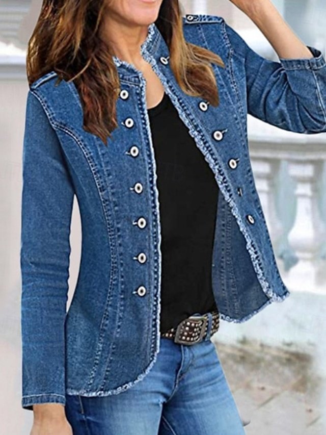 Elegant Asymmetrical Long Sleeve Blue Shrug - Image 1