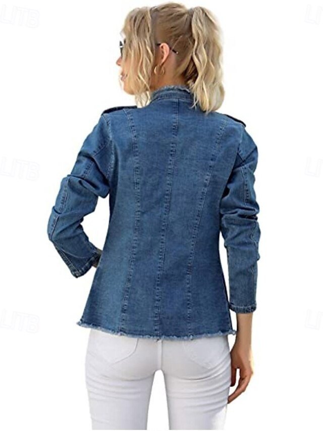Elegant Asymmetrical Long Sleeve Blue Shrug - Image 2