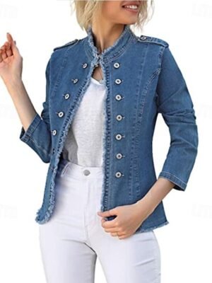 Elegant Asymmetrical Long Sleeve Blue Shrug - Image 3