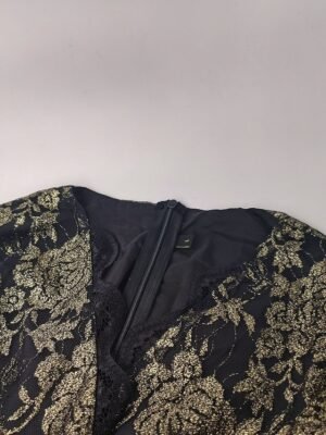 Elegant Black Sequin Crew Neck 3/4 Sleeve Midi Cocktail Dress - Image 23