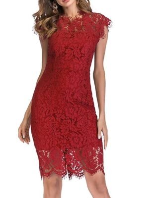 Elegant Bodycon Pure Colour Crew Neck Sleeveless Midi Dress - Image 1