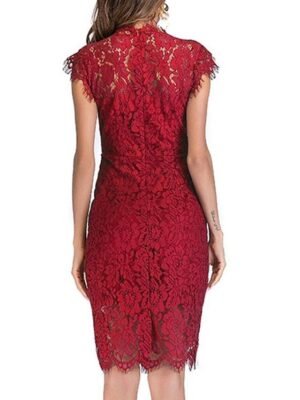 Elegant Bodycon Pure Colour Crew Neck Sleeveless Midi Dress - Image 2