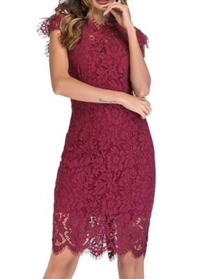 Elegant Bodycon Pure Colour Crew Neck Sleeveless Midi Dress - Image 5