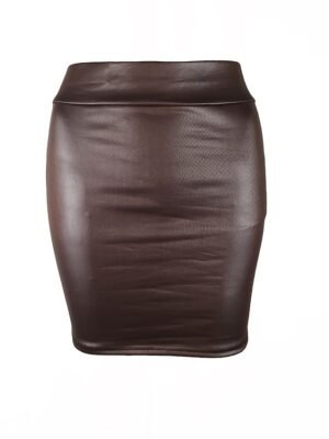 Elegant Bodycon Solid High Waist Above Knee Skirt - Image 1