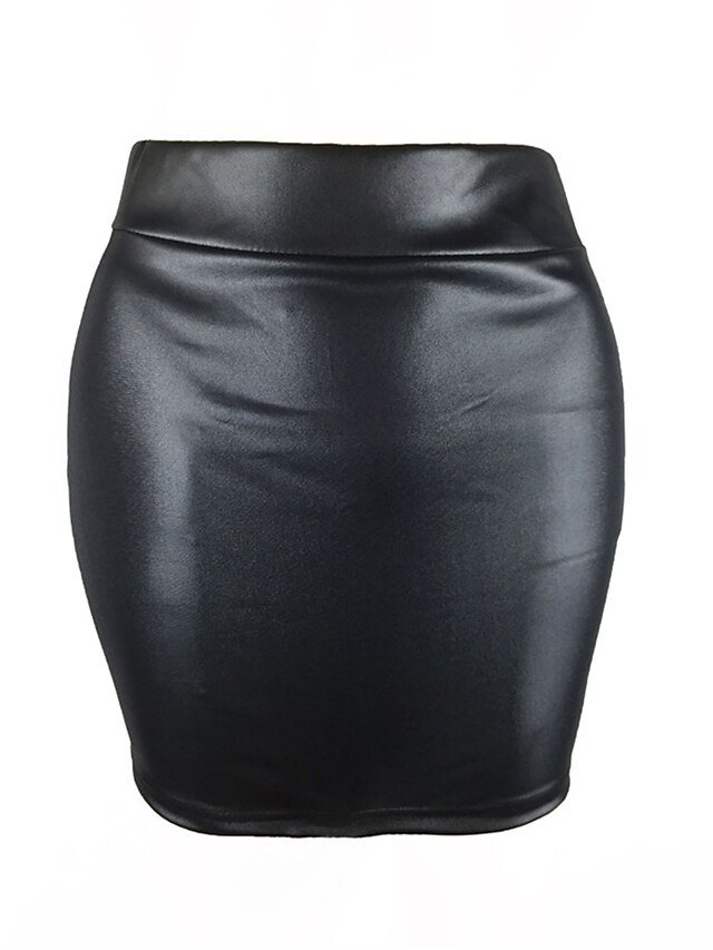 Elegant Bodycon Solid High Waist Above Knee Skirt - Image 2