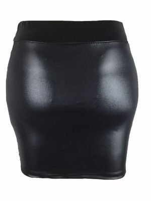Elegant Bodycon Solid High Waist Above Knee Skirt - Image 3