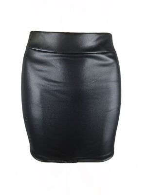 Elegant Bodycon Solid High Waist Above Knee Skirt - Image 5