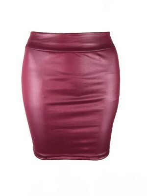 Elegant Bodycon Solid High Waist Above Knee Skirt - Image 6