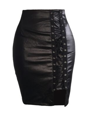 Elegant Bodycon Solid High Waist Midi Skirt - Image 2