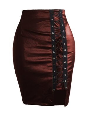Elegant Bodycon Solid High Waist Midi Skirt - Image 4