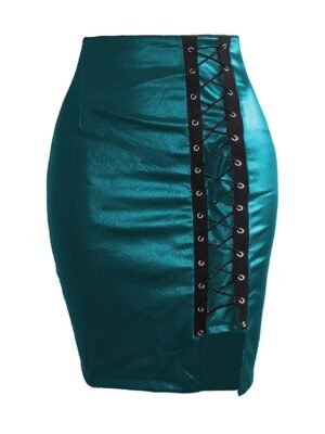 Elegant Bodycon Solid High Waist Midi Skirt - Image 5