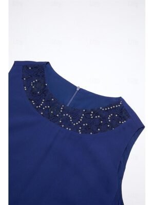 Elegant Casual Plain Crew Neck 3/4 Sleeve Midi Dress - Image 16