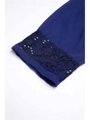 Elegant Casual Plain Crew Neck 3/4 Sleeve Midi Dress - Image 18