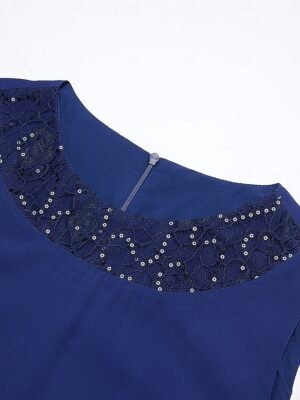 Elegant Casual Plain Crew Neck 3/4 Sleeve Midi Dress - Image 4