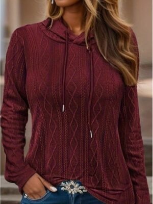 Elegant Casual Plain Hooded Long Sleeve Hoodie - Image 2