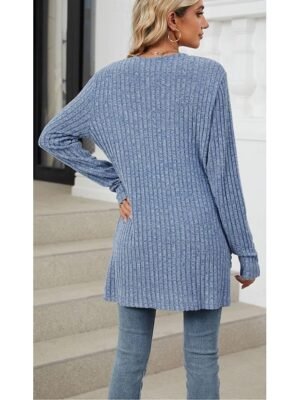 Elegant Casual Solid Open Front Long Sleeve Regular Knit Cardigan - Image 4