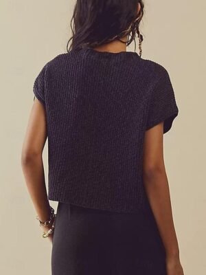 Elegant Casual Solid Turtleneck Short Sleeve Sweater Vest - Image 5