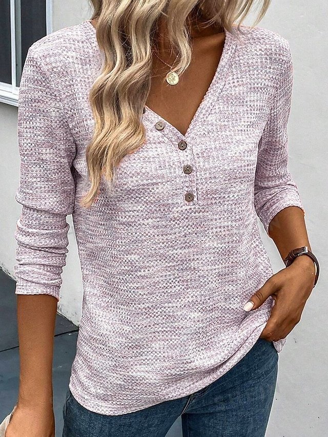 Elegant Casual V Neck Long Sleeve Regular Top - Image 1
