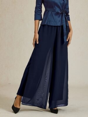 Elegant Classic Wide Leg Full Length Trousers - Image 3