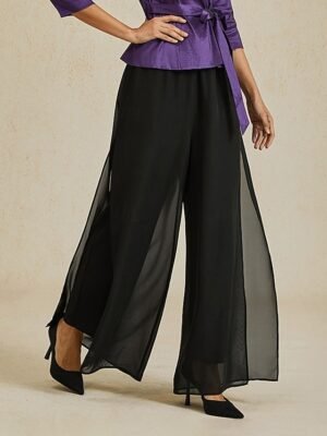 Elegant Classic Wide Leg Full Length Trousers - Image 7
