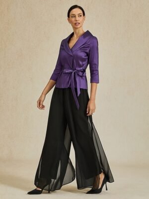 Elegant Classic Wide Leg Full Length Trousers - Image 8