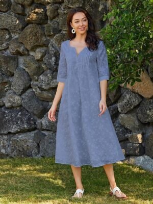 Elegant Empire Waist Floral V Neck Short Sleeve Midi Sundress - Image 16