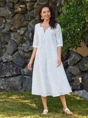 Elegant Empire Waist Floral V Neck Short Sleeve Midi Sundress - Image 6