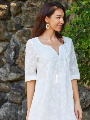 Elegant Empire Waist Floral V Neck Short Sleeve Midi Sundress - Image 7